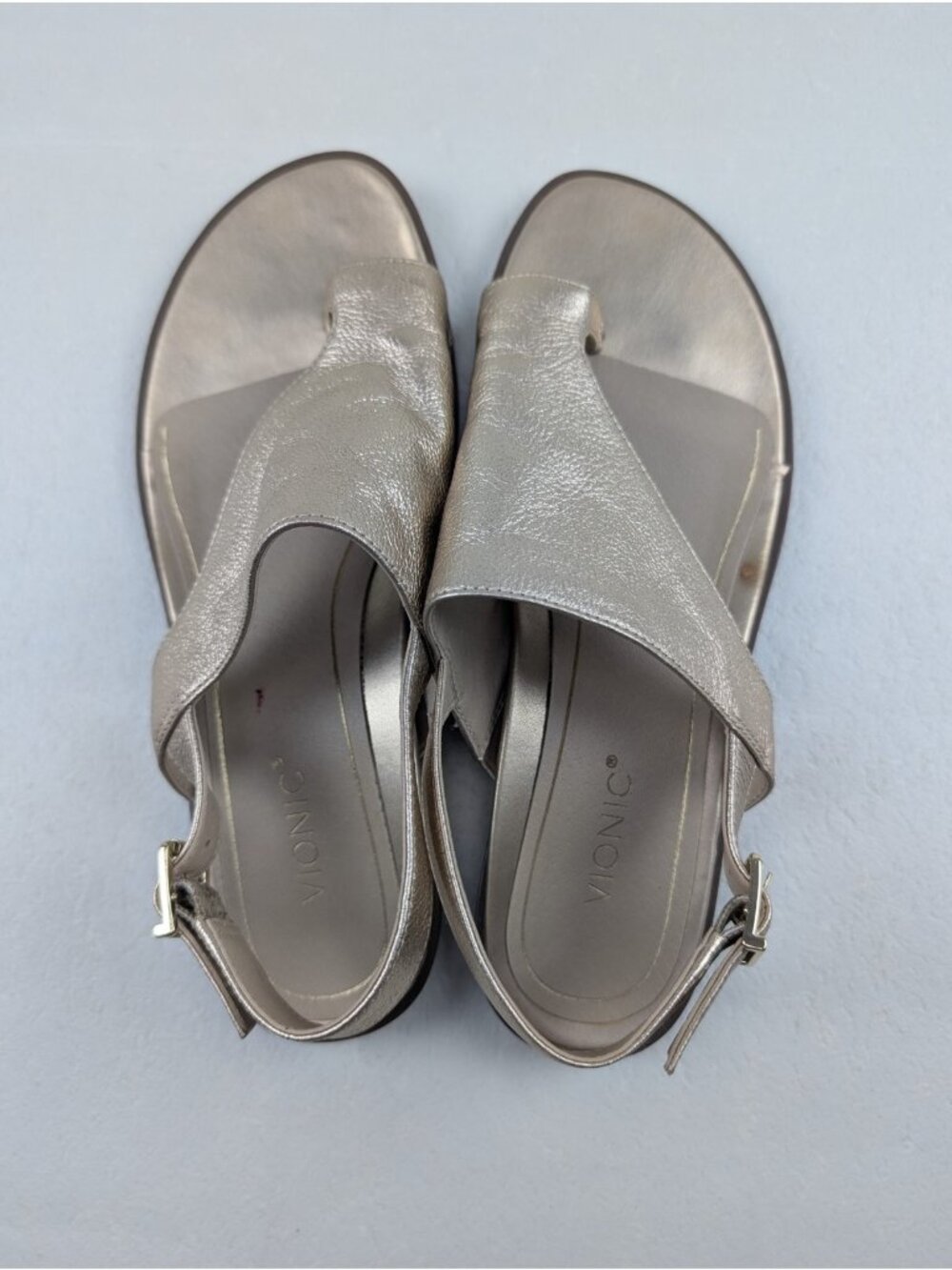 Vionic Ella Slingback Toe Loop Sandal Women 8.5 Gold Metallic Leather Adjustable - Picture 8 of 12